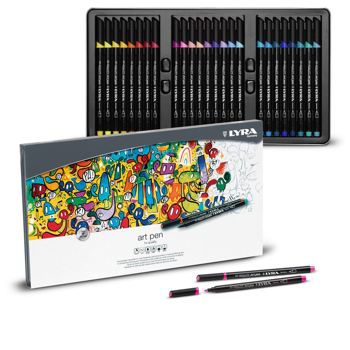 Lyra Hi Quality Art Brush Pen Tin Box Of 50