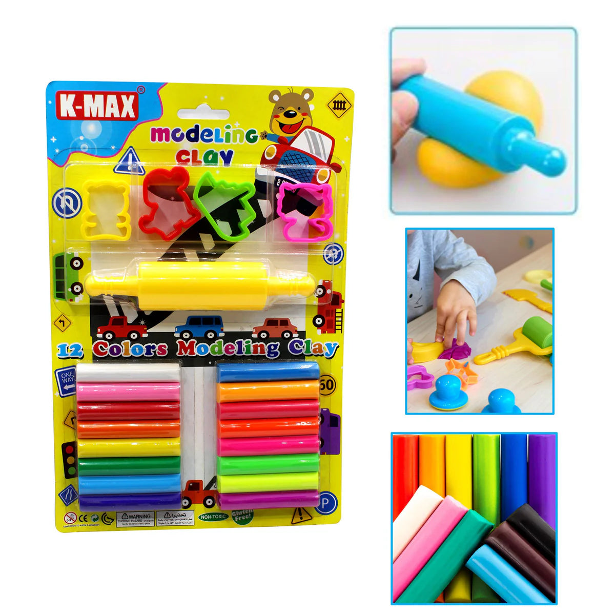 Kids Art Modeling Clay Kit, Non Toxic, Reusable, No Dry, Creativity, Fun Clay