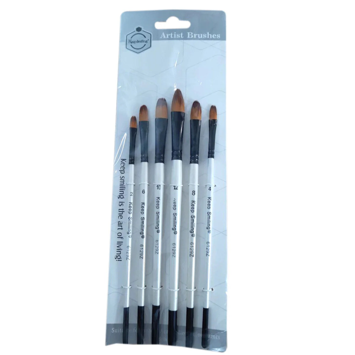 Keep Smiling Filbert Paint Brush Pack of 6